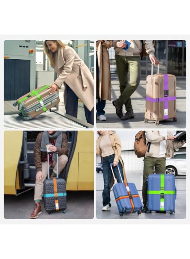 YelaJoy 4 PCS Luggage Straps Adjustable Suitcase Belt, Lockable Against Accidental Opening, Easy to Identify Travel Accessories, Add a Bag Connector Holds Suitcase Together (Green) - Image 3